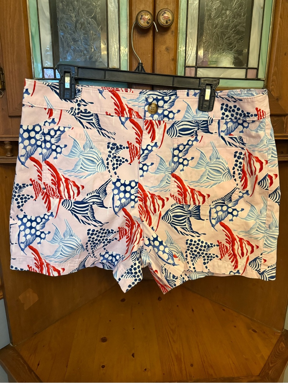 LOFT Palmer cotton blend Chino Shorts nautical angelfish and polka dot print 14
